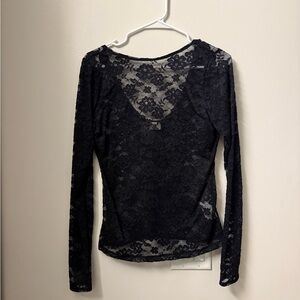 ABERCROMBIE Elegant Black Lace Long Sleeve Top